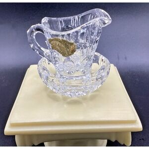 Vintage Lead‎ Crystal Miniature Pitcher w/ Bowl Set Made in West Germany 2.5"